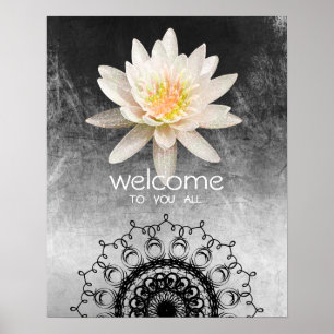 Mandala Damask  Lotus Welcome Yoga Meditation Poster