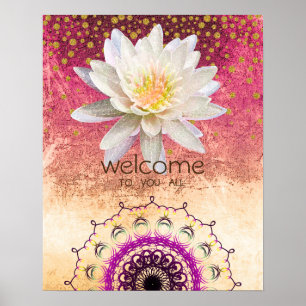 Mandala Damask Lotus Welcome Yoga Meditation Poster
