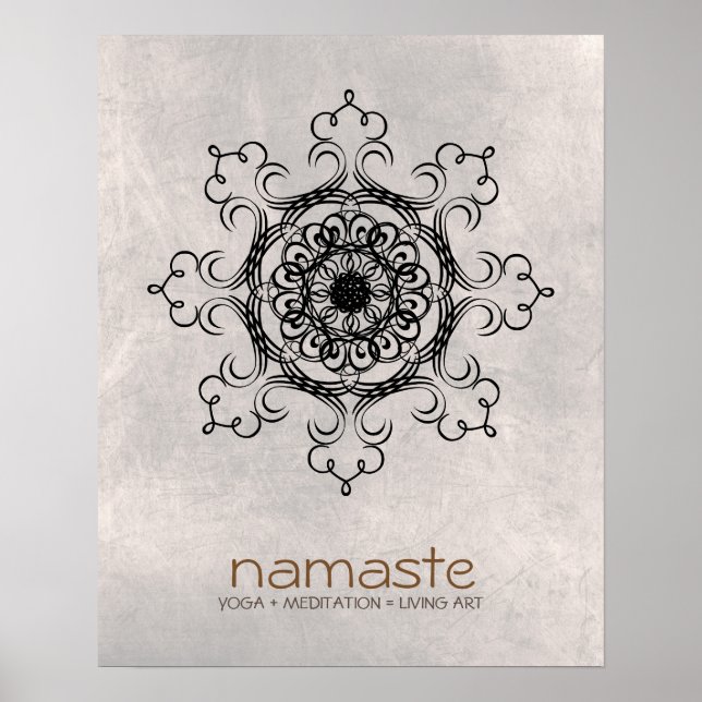 Mandala Damask  Namaste Yoga Meditation Poster (Front)