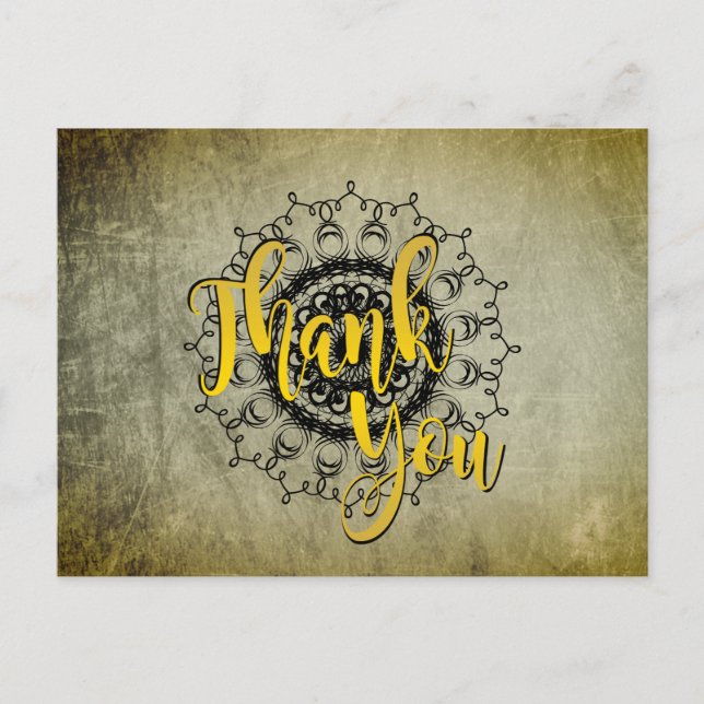 Mandala Damask Thank You Yoga Meditation Health Postcard (Front)