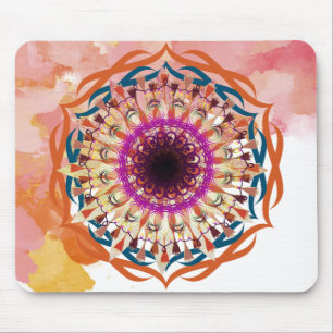 Mandala Damask Watercolor Yoga Art Elegant Mouse Pad