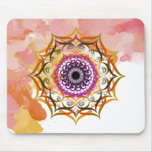 Mandala Damask Watercolor Yoga Art Elegant Mouse Pad