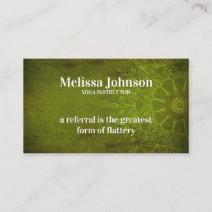 Mandala Dark Green Yoga Meditation Refer a Friend Referral Card