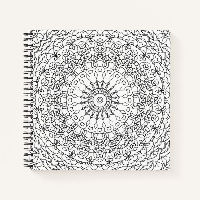 Mandala decoration black white ornamental abstract notebook (Front)