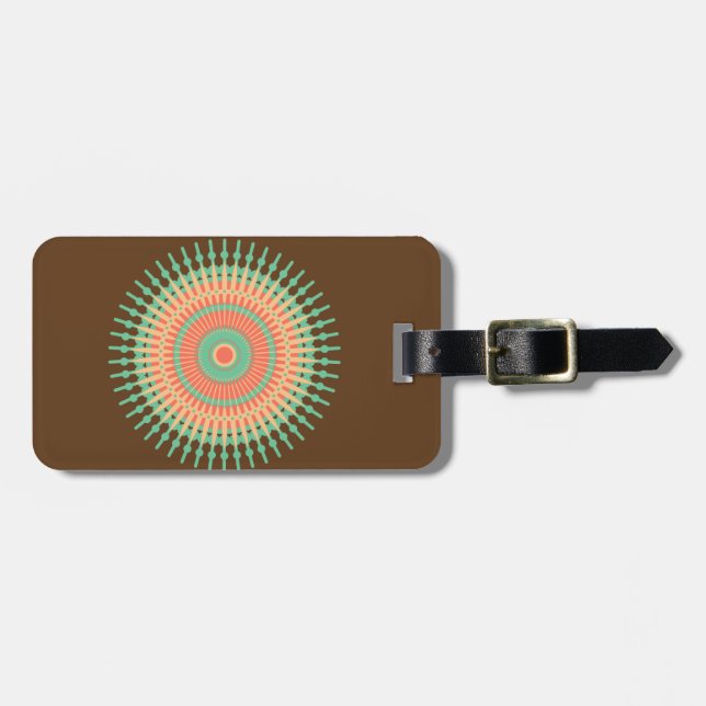 Mandala design green, orange Indian Luggage Tag (Front Horizontal)