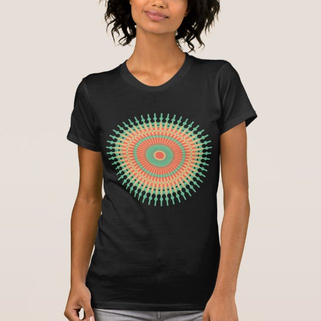 Mandala design green, orange Indian T-Shirt (Front)