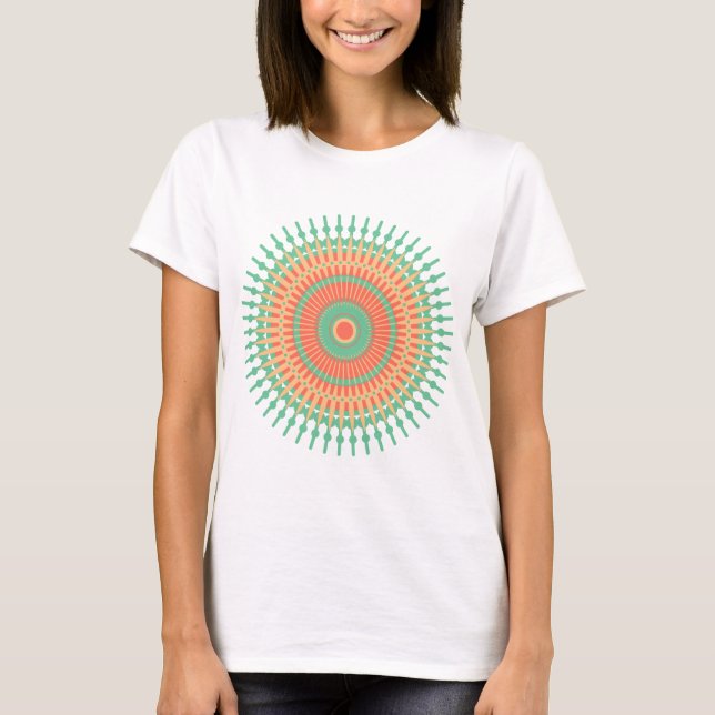 Mandala design green, orange Indian T-Shirt (Front)