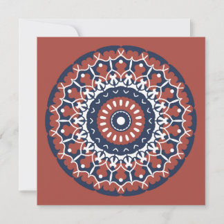 Mandala Design in red and blue colours invitation