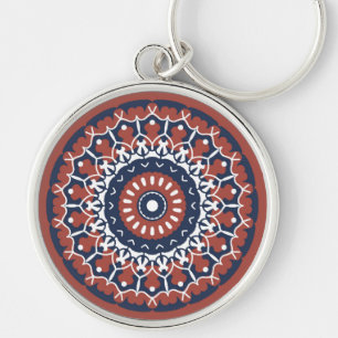 Mandala Design in red and blue colours keychain