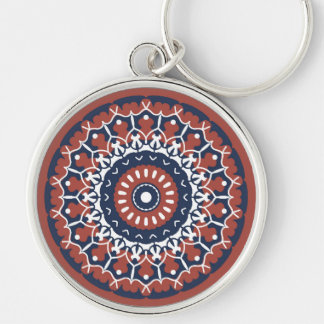 Mandala Design in red and blue colours keychain