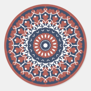 Mandala Design in red and blue colours sticker