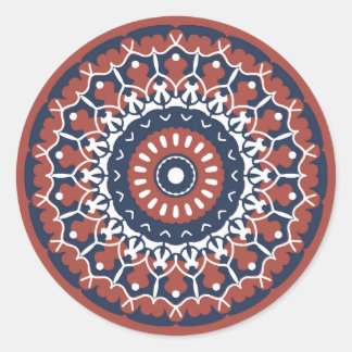 Mandala Design in red and blue colours sticker