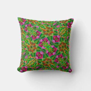 Mandala Design in Spingtime Garden Colours Cushion