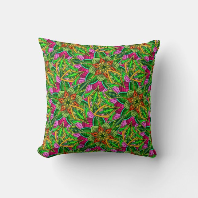 Mandala Design in Spingtime Garden Colours Cushion (Front)
