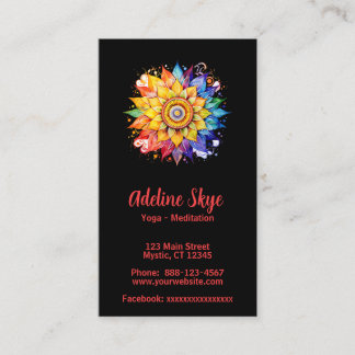 mandala design in vibrant colours business card