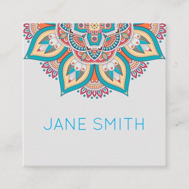 Mandala design modern stylish creative industry square business card (Front)