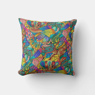 Mandala design, Multicolor Retro 60s Cushion