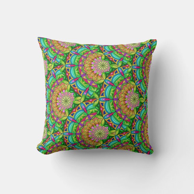 Mandala Design, Neon Pinwheels Cushion (Front)
