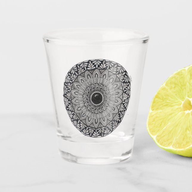 mandala design on shot glass (Front)