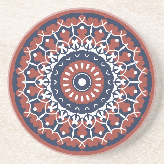 Mandala Design Sandstone Coaster (Front)