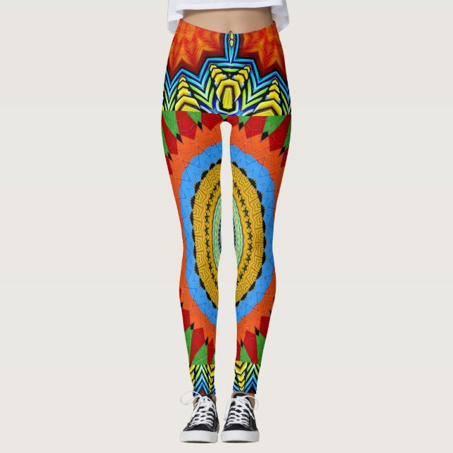 MANDALA DESIGNER COLLAGE (large scale) Leggings (Front)