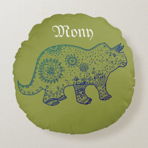 Mandala Dinosaur Art Round cushion