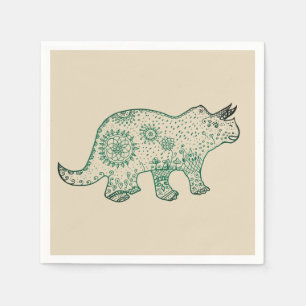 Mandala Dinosaur, Triceratops  Paper Napkin