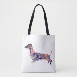 Mandala Dog, Dachshund All-Over-Print Tote Bag