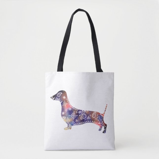 Mandala Dog, Dachshund All-Over-Print Tote Bag (Front)