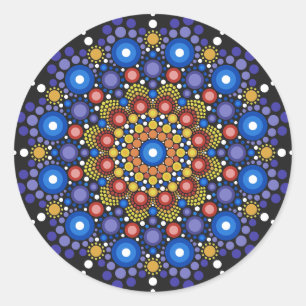 Mandala Dot Fractal Retro Hippie Trippy Dots Classic Round Sticker