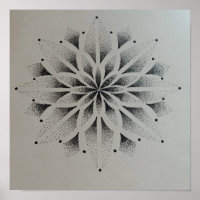 mandala dotwork modern black and white straw