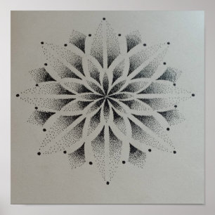 mandala dotwork modern black and white tight poster