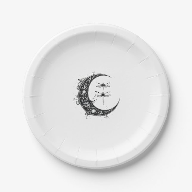 Mandala Dragonfly Gothic Dragonflies (1) Paper Plate (Front)