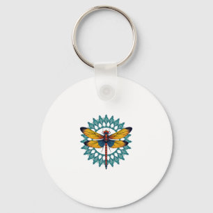 Mandala Dragonfly - Lotus Flower Insect Lover Ento Key Ring