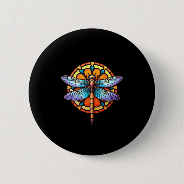 Mandala Dragonfly Luminous Sacred Geometry Spiritu 6 Cm Round Badge (Front)