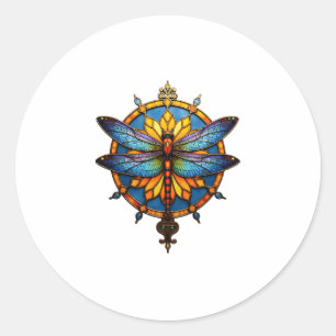 Mandala Dragonfly Luminous Sacred Geometry Spiritu Classic Round Sticker