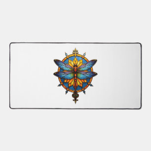 Mandala Dragonfly Luminous Sacred Geometry Spiritu Desk Mat