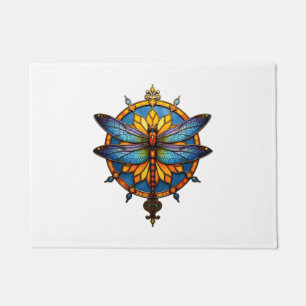 Mandala Dragonfly Luminous Sacred Geometry Spiritu Doormat