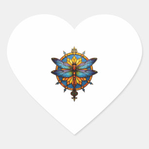 Mandala Dragonfly Luminous Sacred Geometry Spiritu Heart Sticker