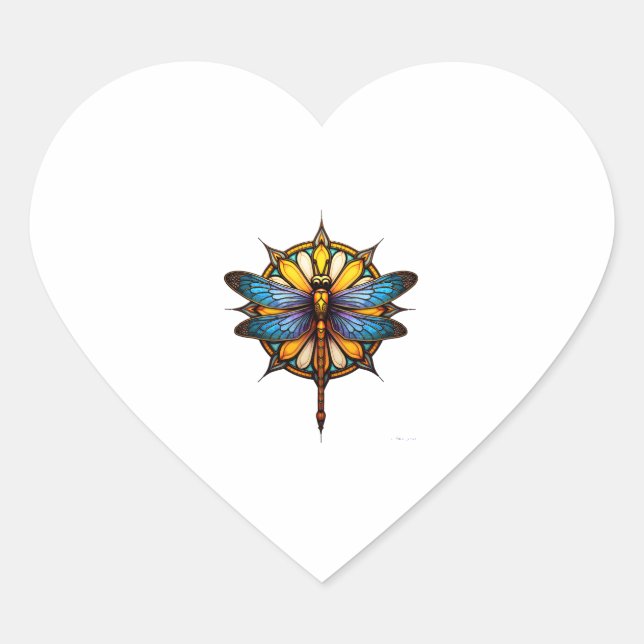 Mandala Dragonfly Luminous Sacred Geometry Spiritu Heart Sticker (Front)