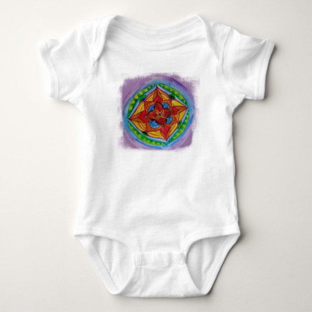 Mandala Drawing Baby Jersey Bodysuit (Front)