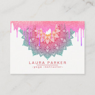 Mandala Drips Lotus Flower Yoga Pink Holistic Business Card