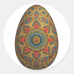 Mandala Egg – Intricate Boho Floral Design Classic Round Sticker