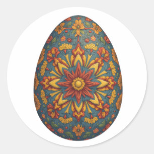 Mandala Egg – Intricate Boho Floral Design Classic Round Sticker