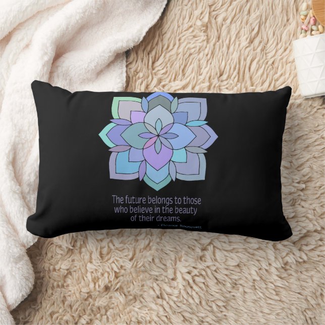 Mandala Eleanor Roosevelt Beauty Quote Lumbar Cushion (Blanket)