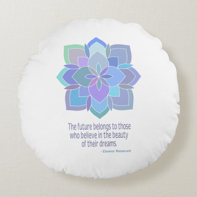 Mandala Eleanor Roosevelt Beauty Quote Round Cushion (Front)