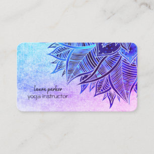Mandala Elegant Boho Paisley Floral Blue Art Yoga  Business Card