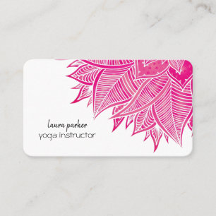 Mandala Elegant Boho Paisley Floral Pink Art Yoga  Business Card