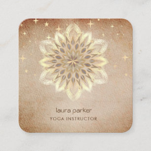 Mandala Elegant Massage Therapy Lotus Yoga Teacher Square Business Card
