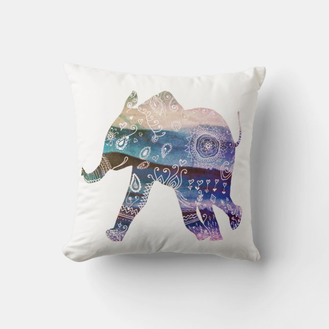 Mandala Elephant  Art  Throw Cushion (Front)